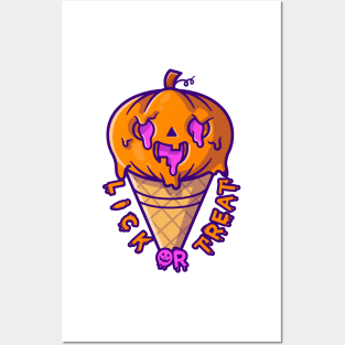 Ice Cream Pumpkin Halloween - Funny Posters and Art